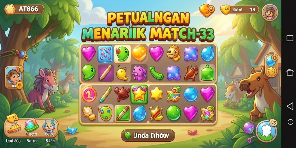 Tampak gameplay menarik dari AT866 dengan kombinasi item Match-3.