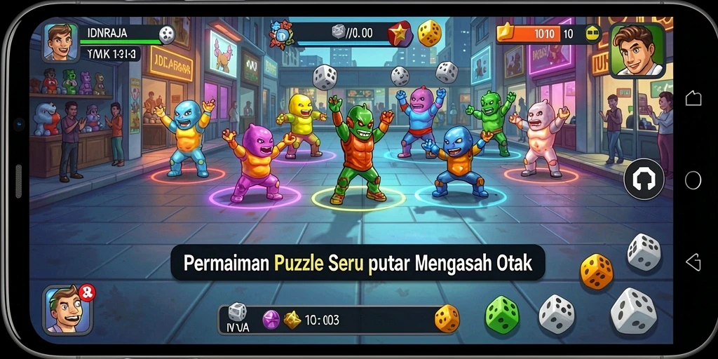 Tampilan gameplay Puzzle yang menantang dan menarik di IDNRAJA.