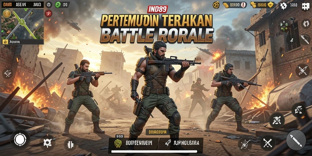 Screenshot menampilkan aksi intens pemain dalam setiap pertempuran Battle Royale.