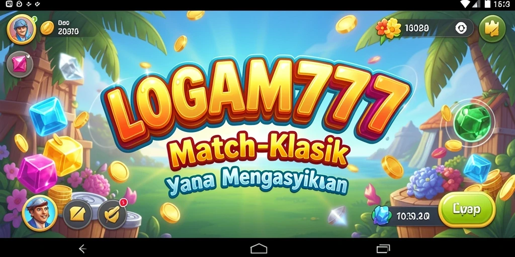 Tampilan dinamis dan seru dari gameplay LOGAM777 Match-3.