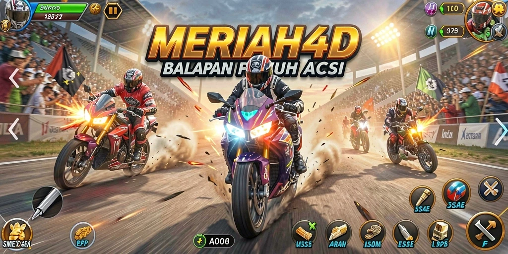 Tampilan menarik dari gameplay balapan motor MERIAH4D.