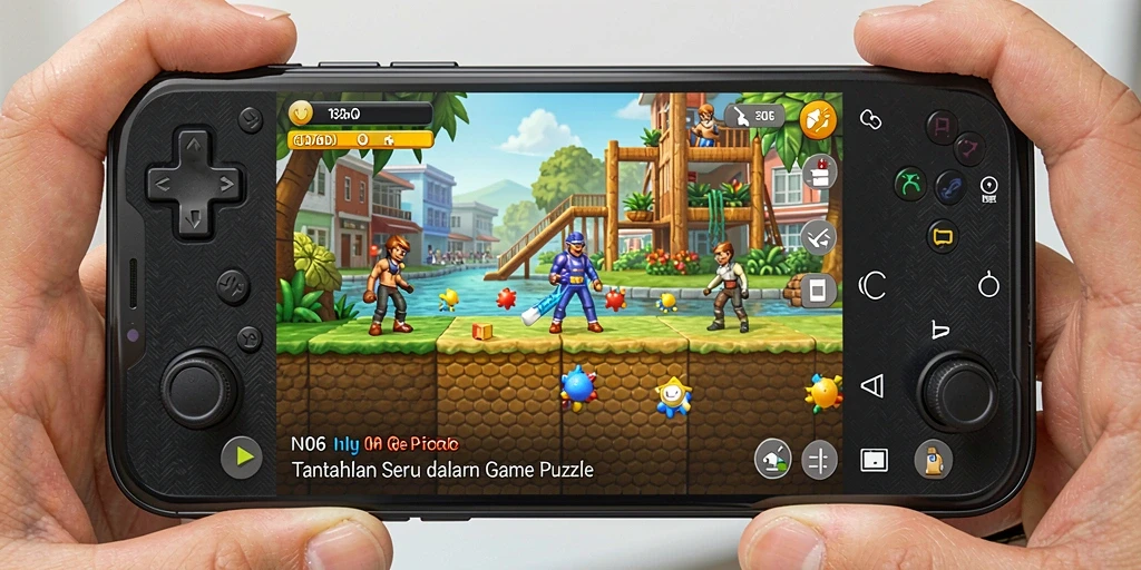 Screenshot N06 menampilkan gameplay Puzzle yang seru dan penuh warna.