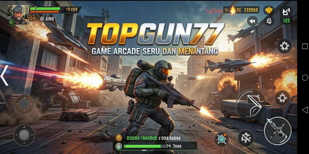 Tangkapan layar gameplay yang menegangkan di TOPGUN77.