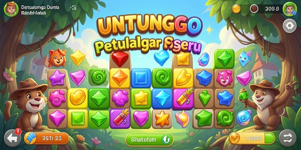 Screenshot utama UNTUNGGO menampilkan gameplay seru Match-3.