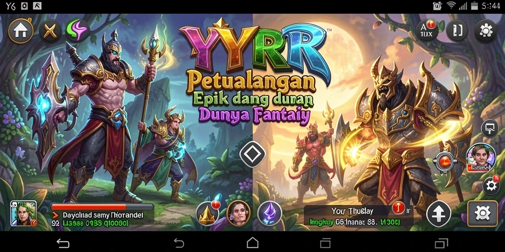Tangkapan layar utama YYRR menampilkan pertarungan seru di dunia RPG.