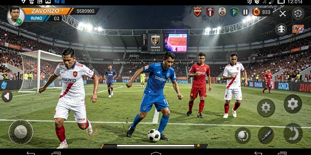 Gameplay seru dalam ZAVONZO dengan aksi sepak bola yang mendebarkan.