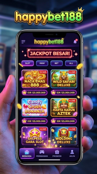 Screenshot aplikasi happybet188 yang menunjukkan berbagai pilihan permainan.